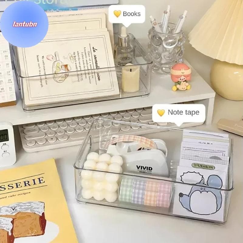 LANTUBN Caixa De Armazenamento Acrílico Desktop Cosméticos Plástico Transparente Dormitório Doméstico Máscara Facial Pel