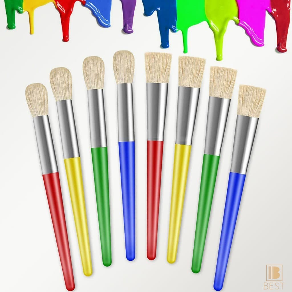 8pcs Pincéis De Cerdas Redondos Planos Para Aquarela Acrílico Tinta A Óleo Guache Materiais De Arte
