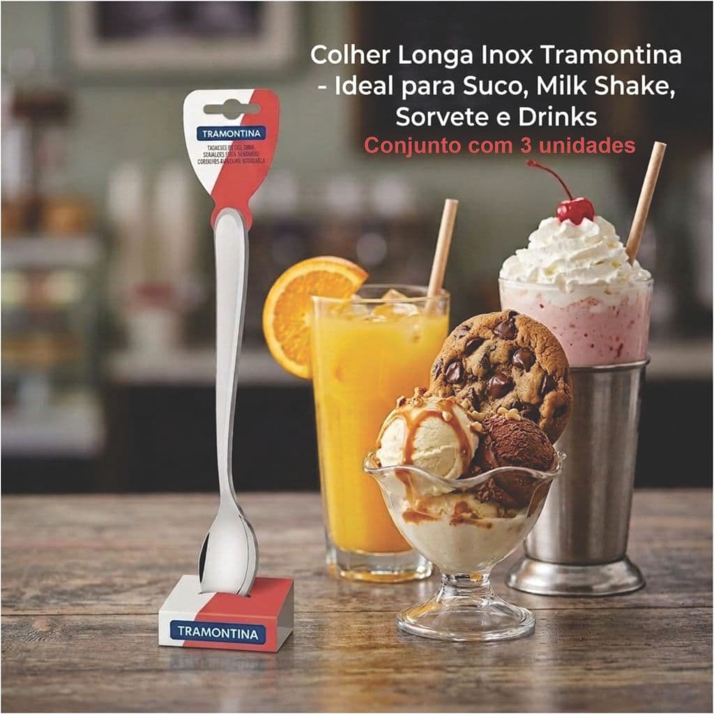 Colher Para Refresco Tramontina Angra Em Aço Inox