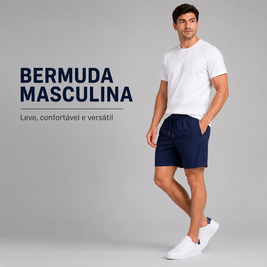 Bermuda Masculina Tactel com Elastano academia leve Esportiva Praia liso casual Cordão