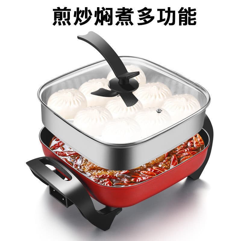 Jiqingsiao Panela Quente Elétrica Estilo Coreano Multifuncional Panela Elétrica de Sopa Cozinha Doméstica Panela