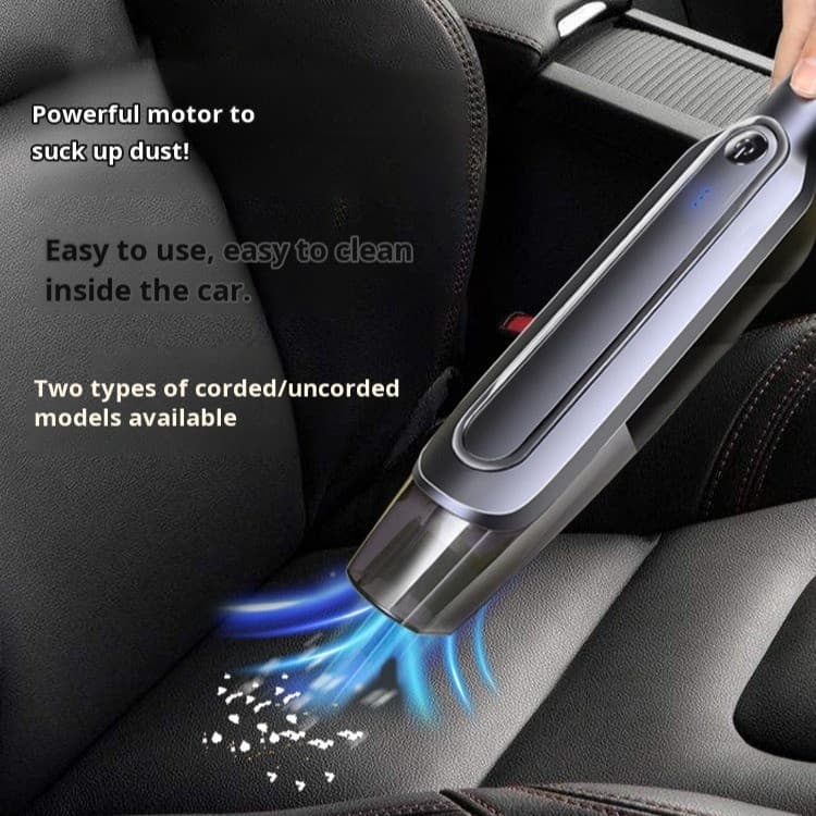 Aspirador de pó portátil pequeno e potente para carros, com sistema de limpeza sem fio super potente.
