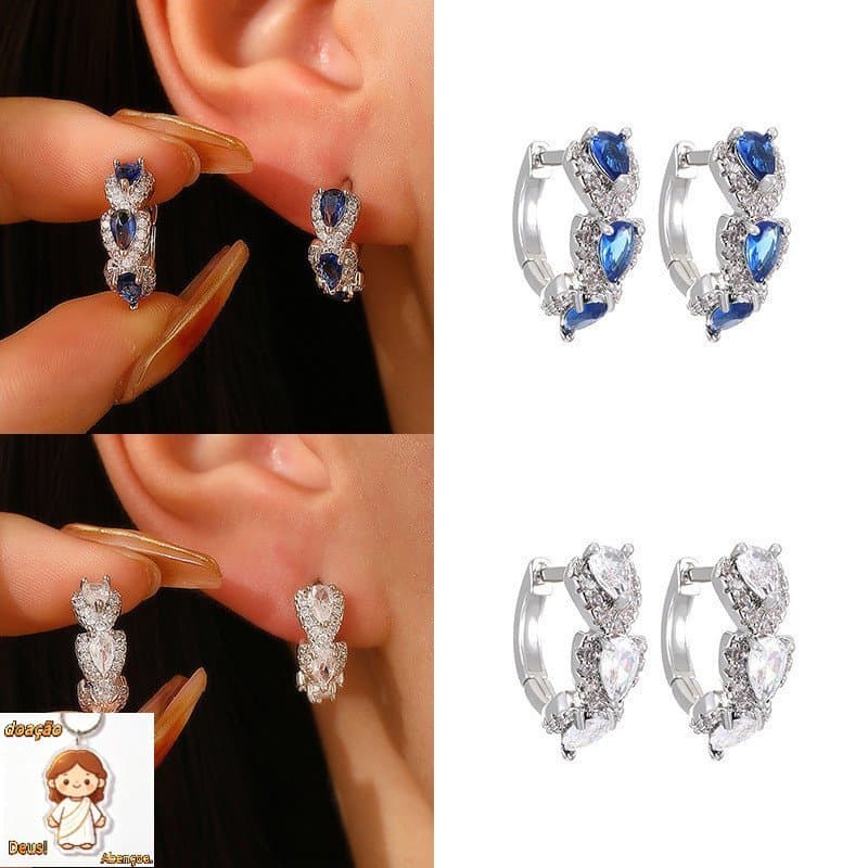 Brincos de zircônia colorida, elegantes brincos de senhora europeia e americana em formato de lágrima, estilo revista