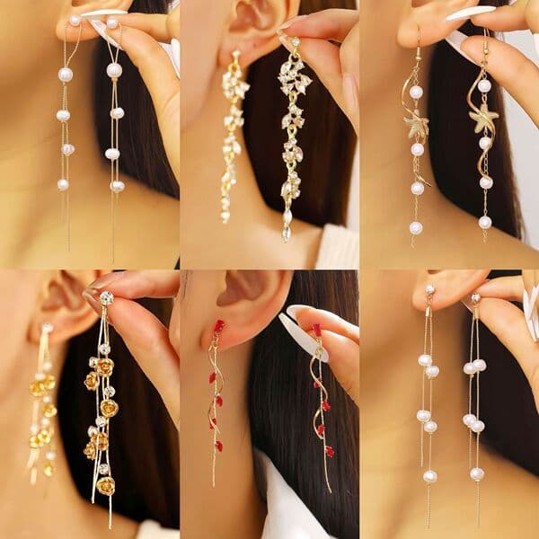 | kit brinco aço inoxidável | 【cartelas de brincos feminino】 ♕Cross-Border luz luxo flor diamante-cravejado borla brinco