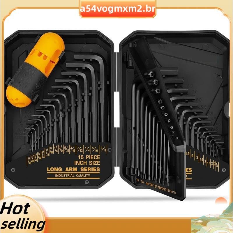 Conjunto De Chave Allen Sextavada De 41 Unidades Com Alça De Torque SAE Padrão (0.028 "-3/8 ") E Métrica (0.7 Mm-10 Torx