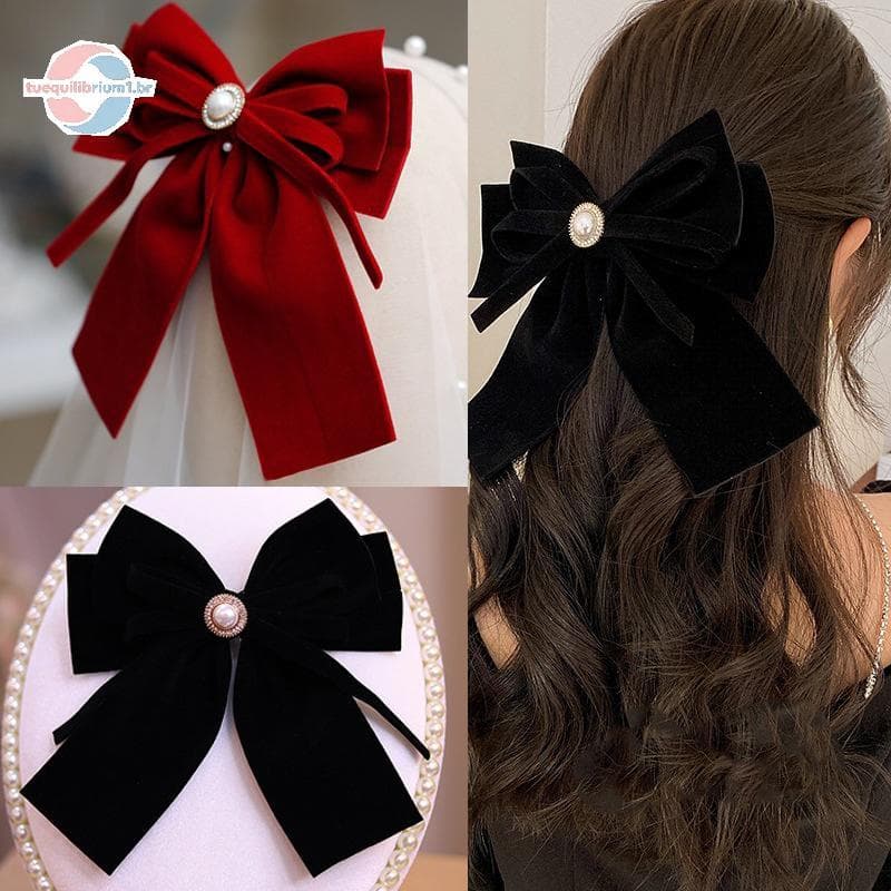 tue Elegante Veludo Arco Grampo De Cabelo Fita Bowknot Rabo De Cavalo Barrette Feminino Meninas Festa De Casamento Acess