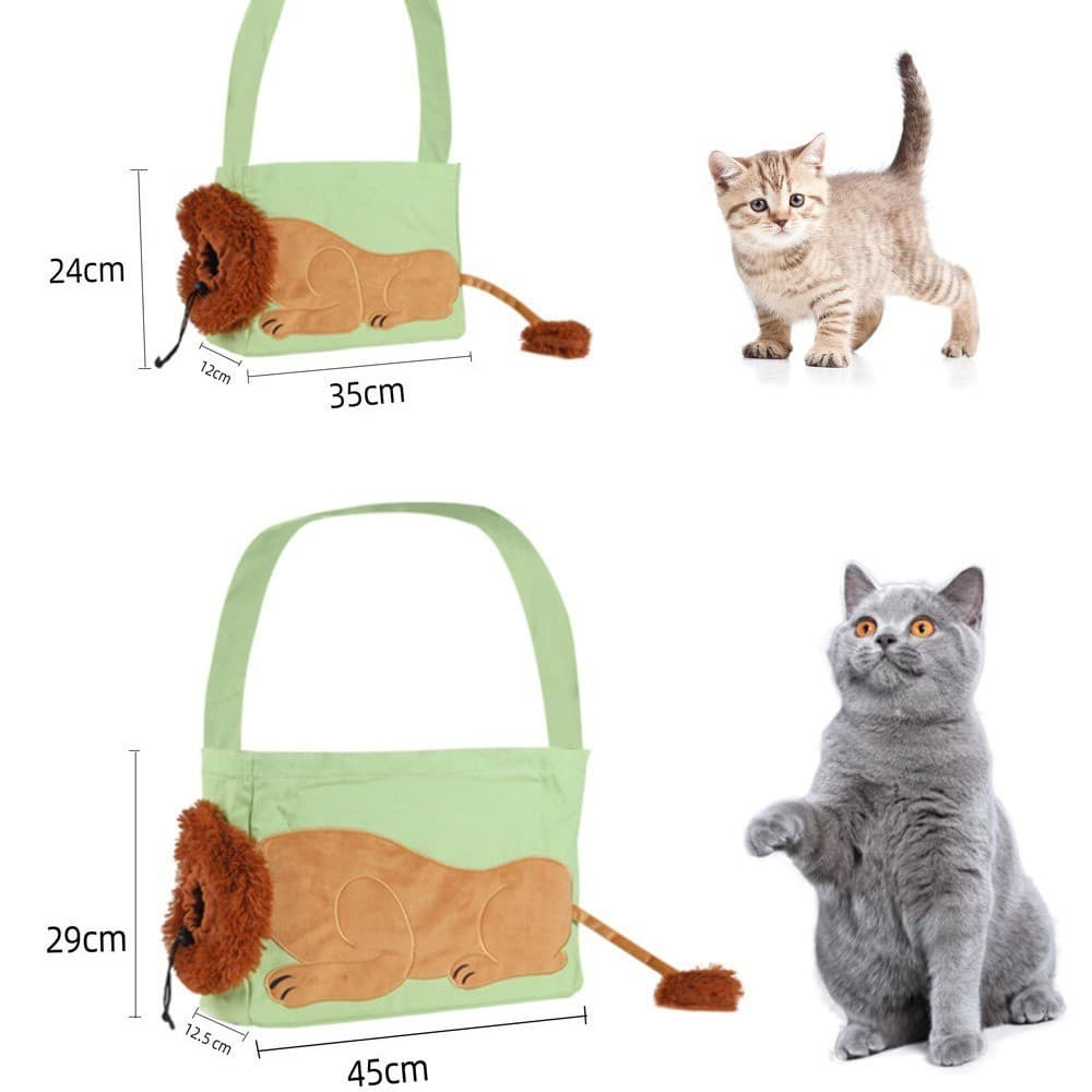 Mochila para passeio de animais de estimação Bolsa portátil dobrável respirável desenho animado leão bolsa de lona