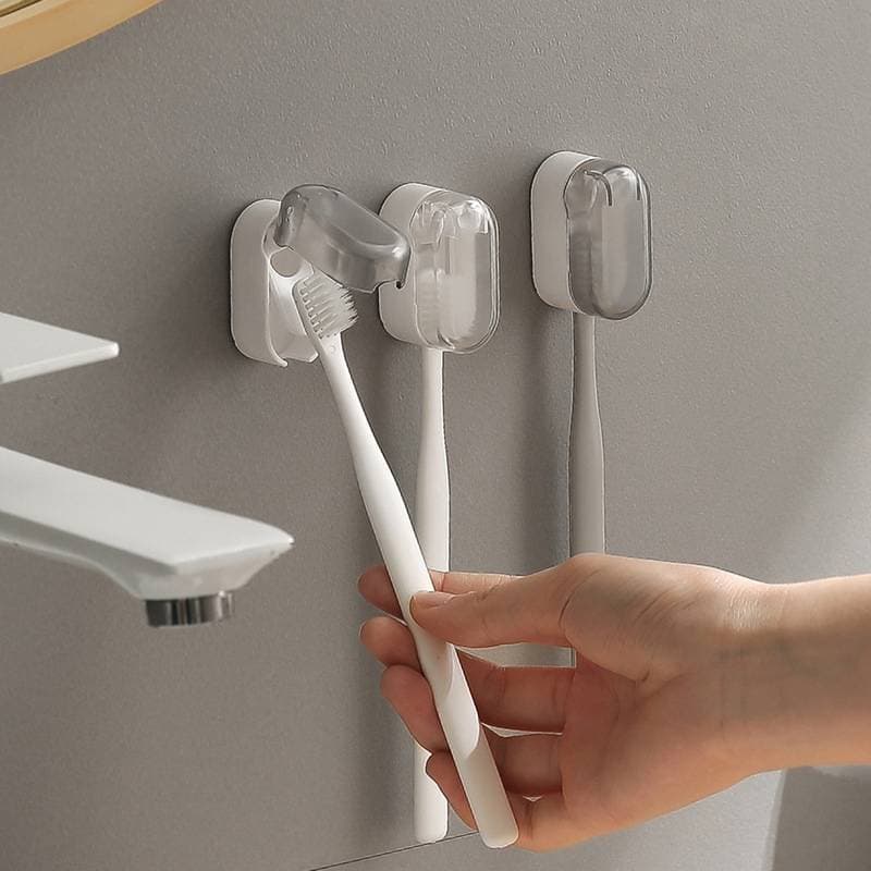 BHTH Suporte Para Escova De Dentes Sem Perfuração , Economizador De Espaço , Montado Na Parede , Caixas Organizadoras Po