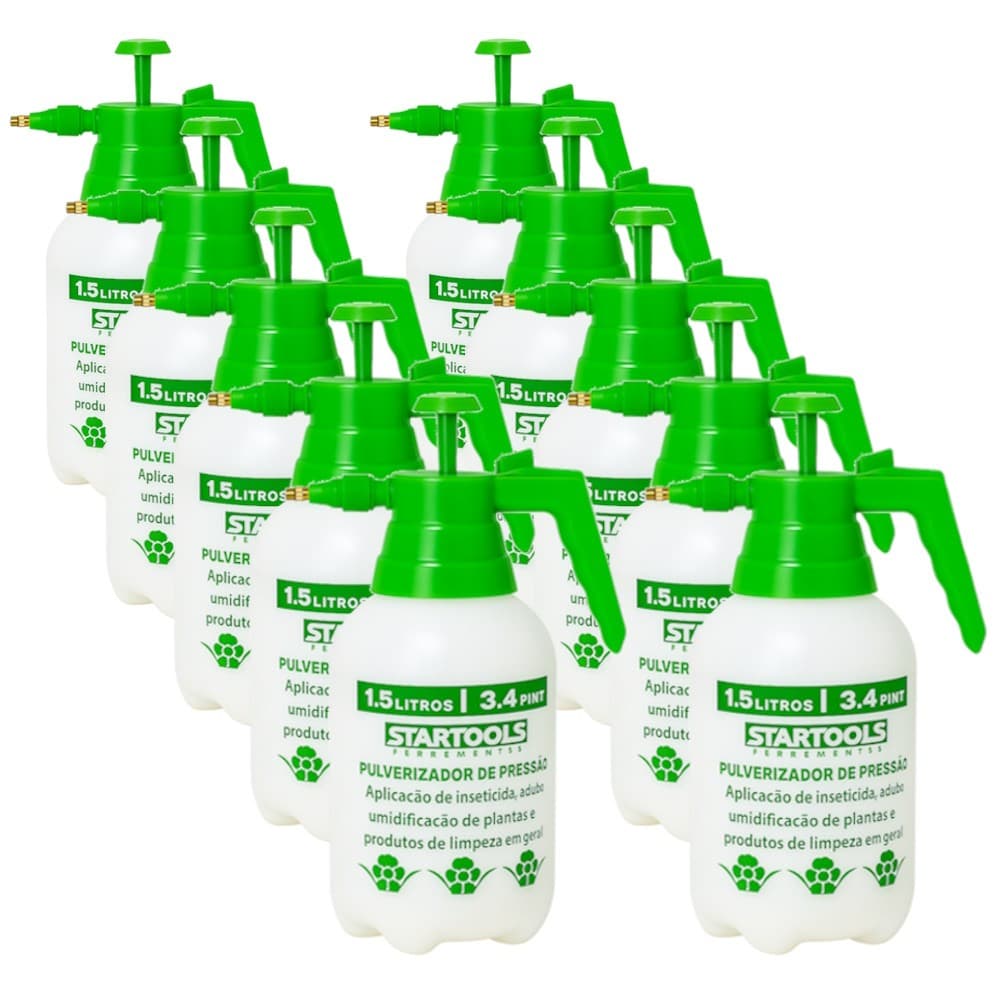 Kit 10 Bombas De Pulverização Manual Compressão Acumulada Com Gatilho Automático 1,5 Litros Revenda