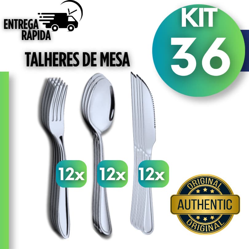 Talheres em Aço Inox Elegante Completo para Mesa Cozinha Restaurante e Hotel