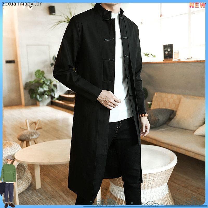 T Tang terno jaqueta masculina nacional na moda blusão estilo chinês fino-ajuste chinês Trench terno masculino juventude
