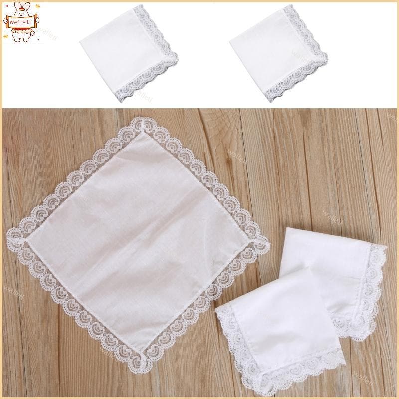 26x27cm Homens Lenço Sólido Branco Lenços Bolso Renda Guarnição Toalha