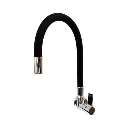 Torneira Gourmet Cozinha de Parede Preta Flexível Silicone Metal Luxo 1/4 de Volta 5300 C-70