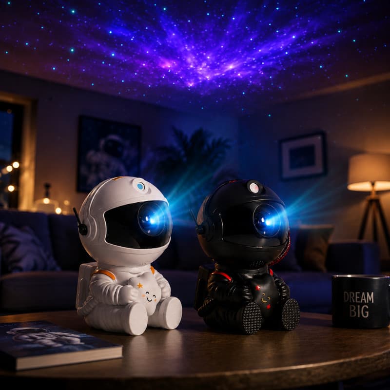 Mini Projetor Astronauta Galáxia Luz Noturna Estrela LED Decoração