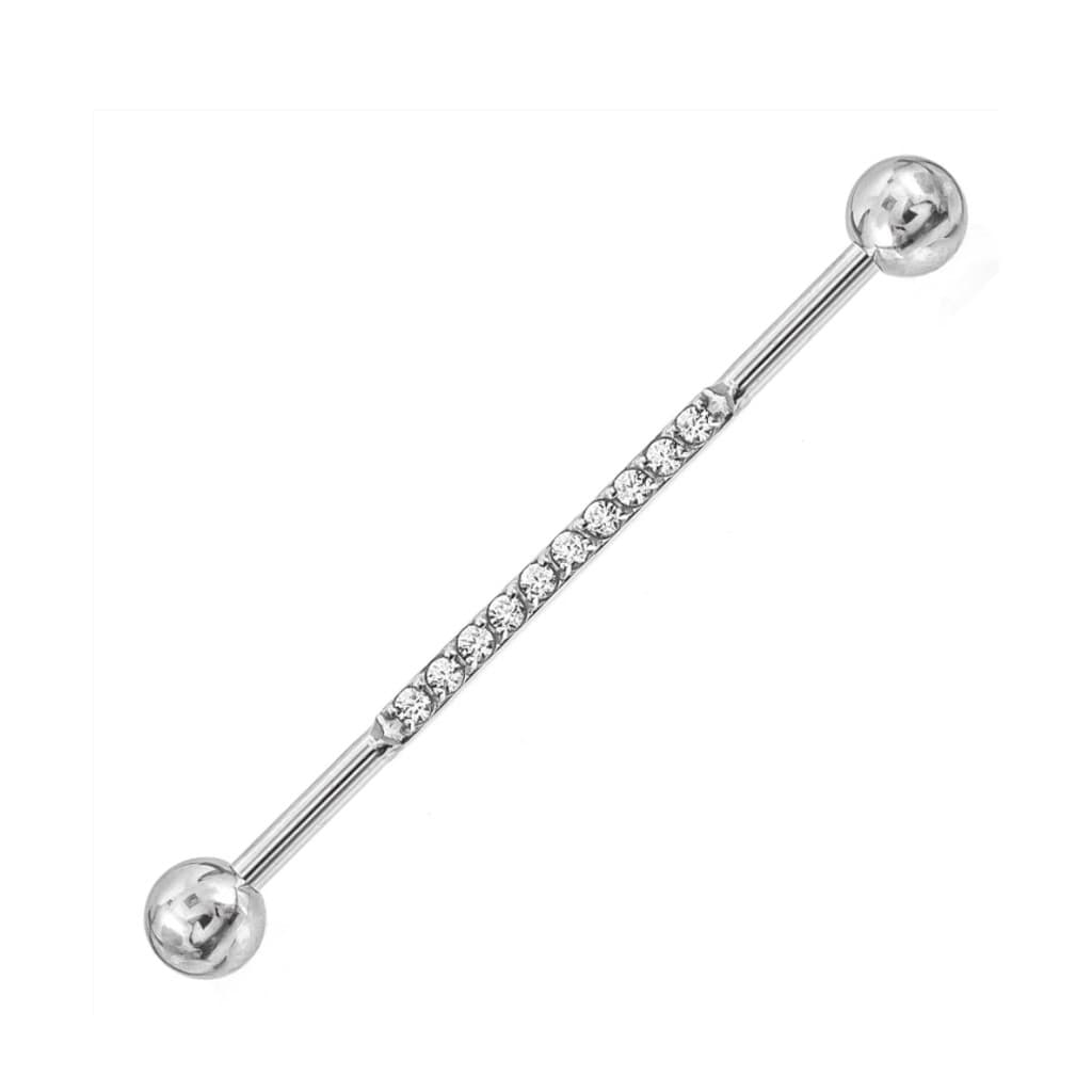 Piercing Barbell Reto Titânio Transversal Decorado Zircônia
