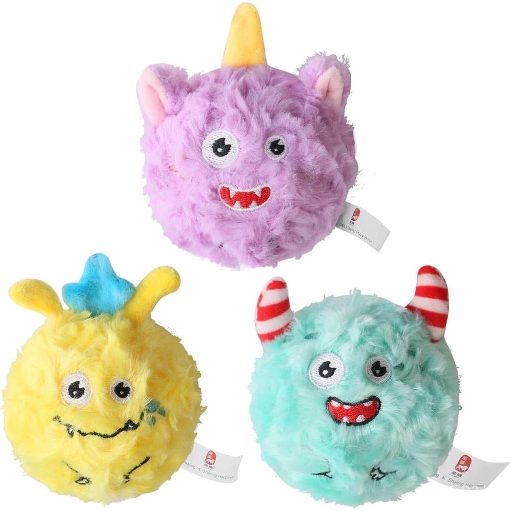 D KING D KING Pacote com 3 Bolas de Pelúcia Duráveis para Cães Mordedores Agressivos, Brinquedo Interativo com Som para