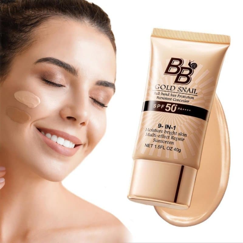 Creme BB Coreano com FPS 50, Creme BB 9 em 1 com Protetor Solar FPS 50 Coreano à Prova d'Água e Resistente ao Suor, Base