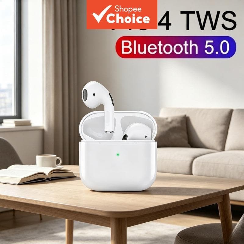 Fones de Ouvido Pro 4, Fones Bluetooth TWS sem Fio com Redução de Ruído, Graves Profundos e Som HiFi Estéreo, Fones