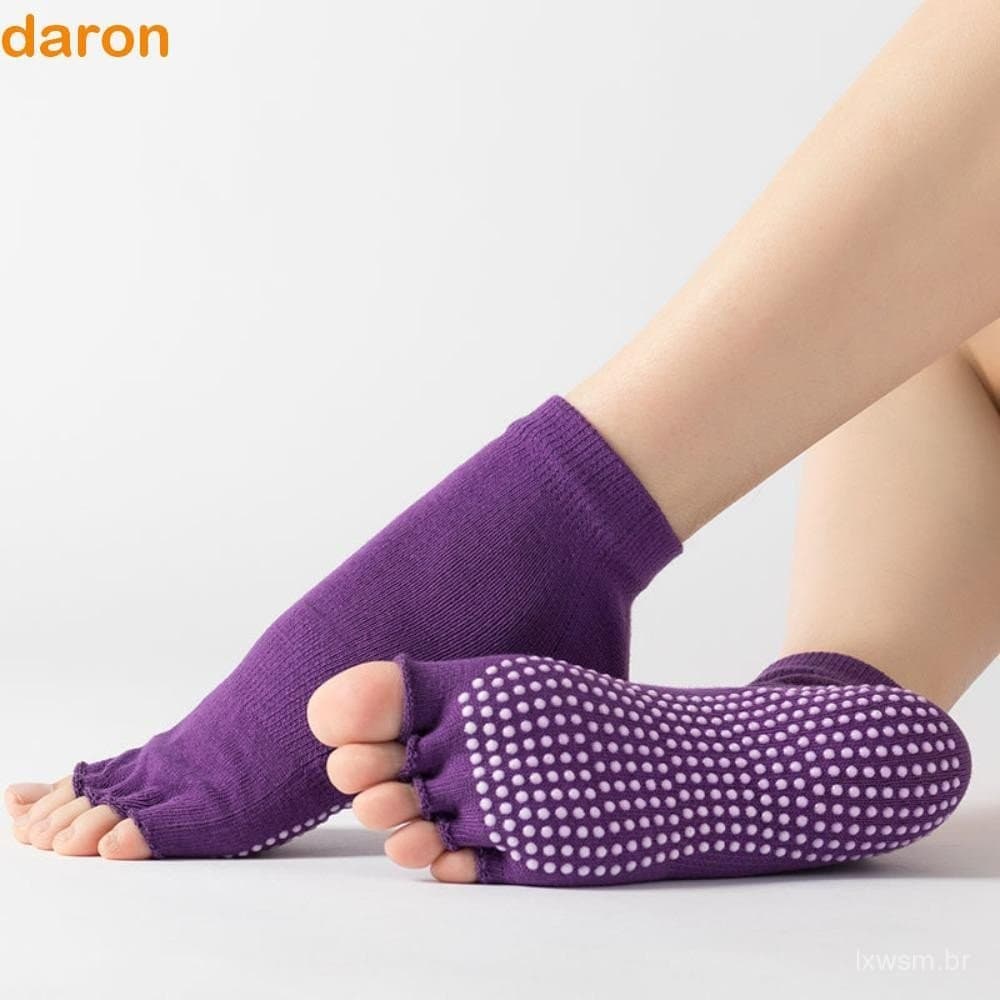 Meias Femininas DARON Antiderrapantes para Pilates e Yoga, Curtas, Respiráveis, com Design de Dedos Separados