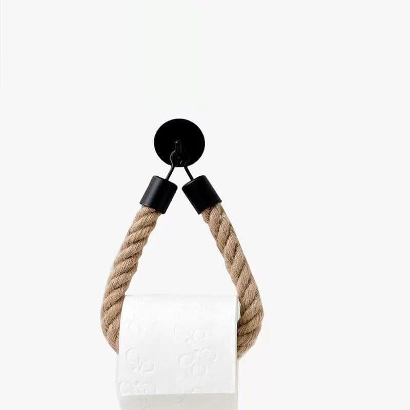 Suporte de tecido de corda de cânhamo sem perfuração, tecido à mão, algodão, corda de cânhamo, rolo de papel, armazename
