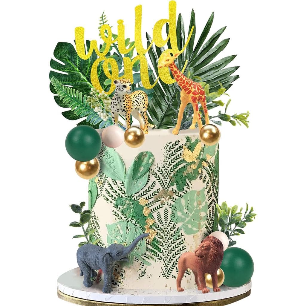 27 Peças de Topos de Bolo de Animais da Selva, Topo de Bolo Wild One, Figuras de Animais de Safari para Suprimentos de A
