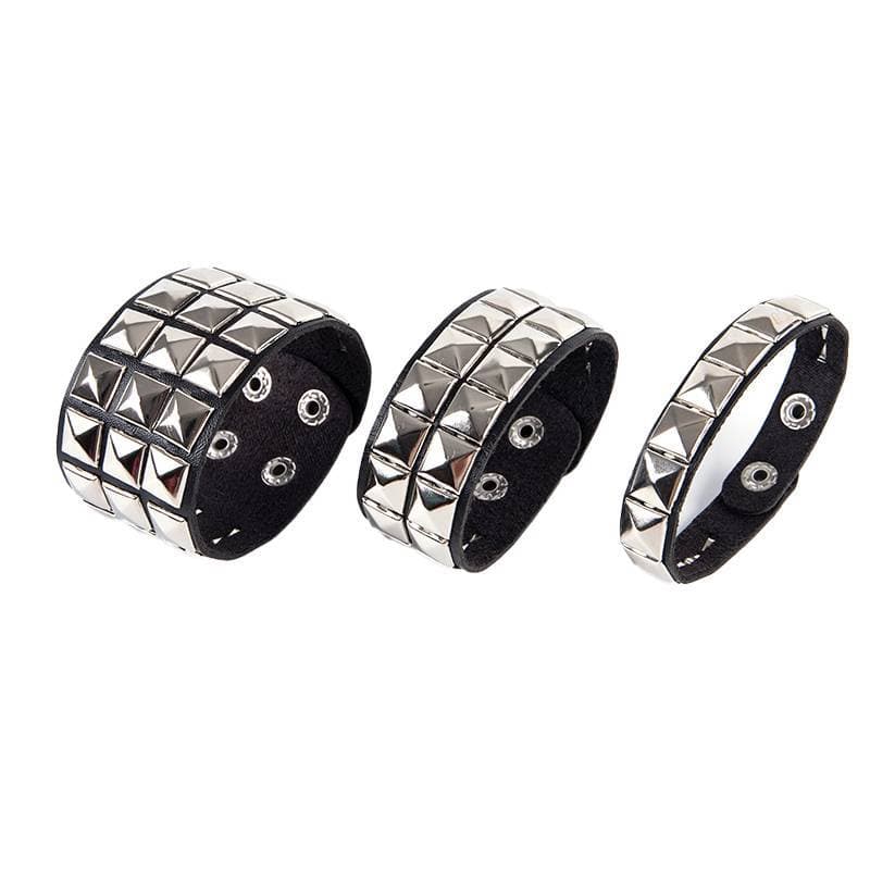 Hot > Único Rebite Parafuso Prisioneiro Punho Largo Punk Gótico Ro Unissex Pulseira Masculina Jóias