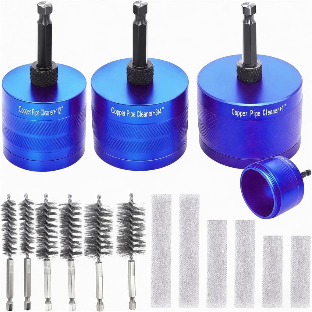 Kit de Limpeza de Tubos de Cobre de 1/2", 3/4" e 1" com Acessório para Furadeira de Alta Resistência, 6 Escovas de Arame