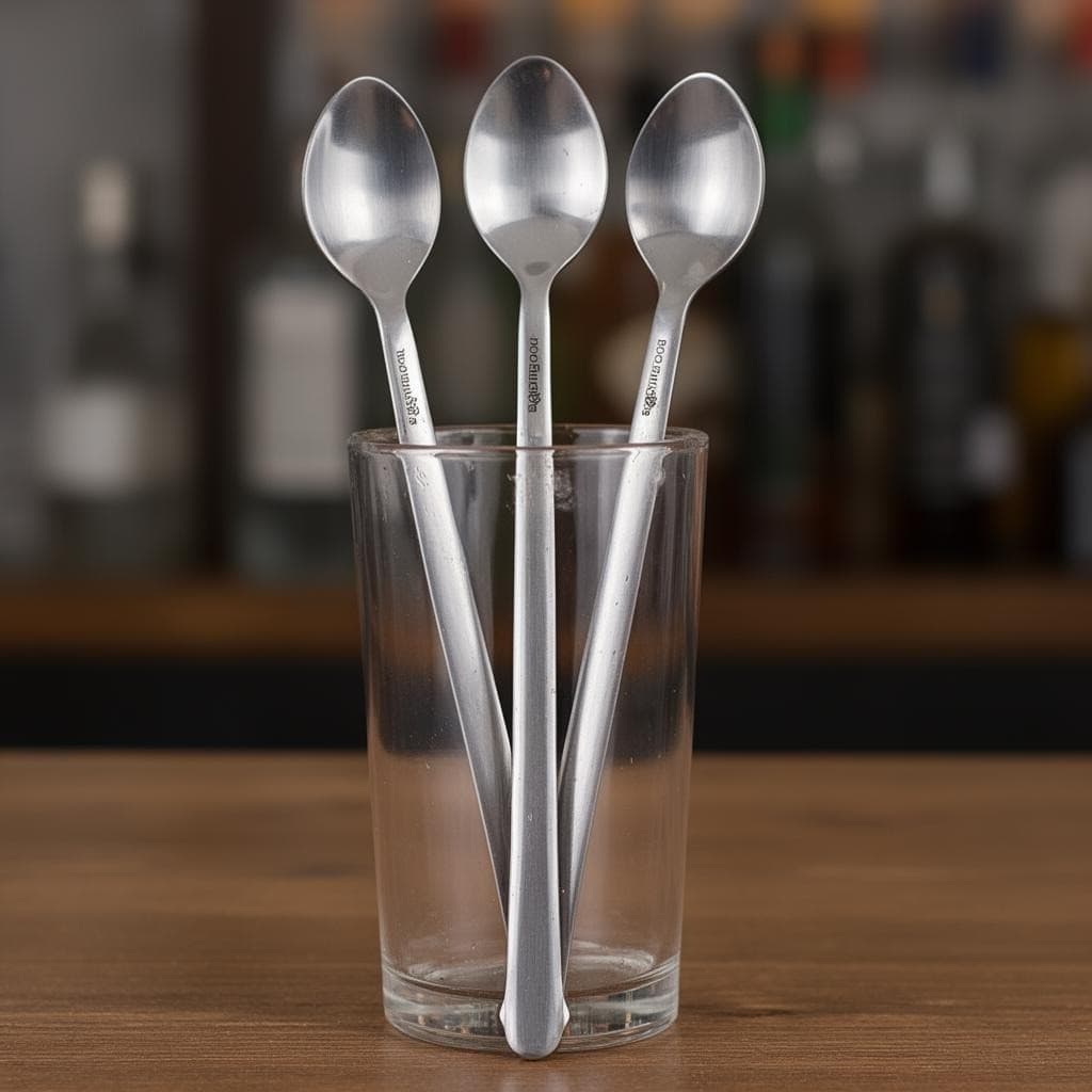 Conjunto 3 Colheres Longas de Metal para Sucos Drinks e Bebidas Altas