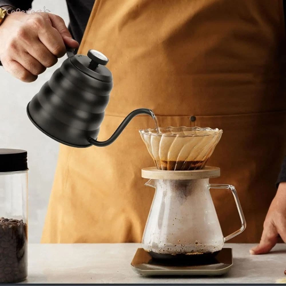 Cafeteira De Aço Inoxidável Com Termômetro-Chaleira De Gotejamento De 1 Litro Para Fabricação Profissional