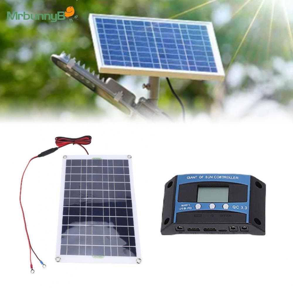 Kit De Painel Solar Monocristalino 200W 100A MPPT Controlador Portas USB Para Fora Da Grade