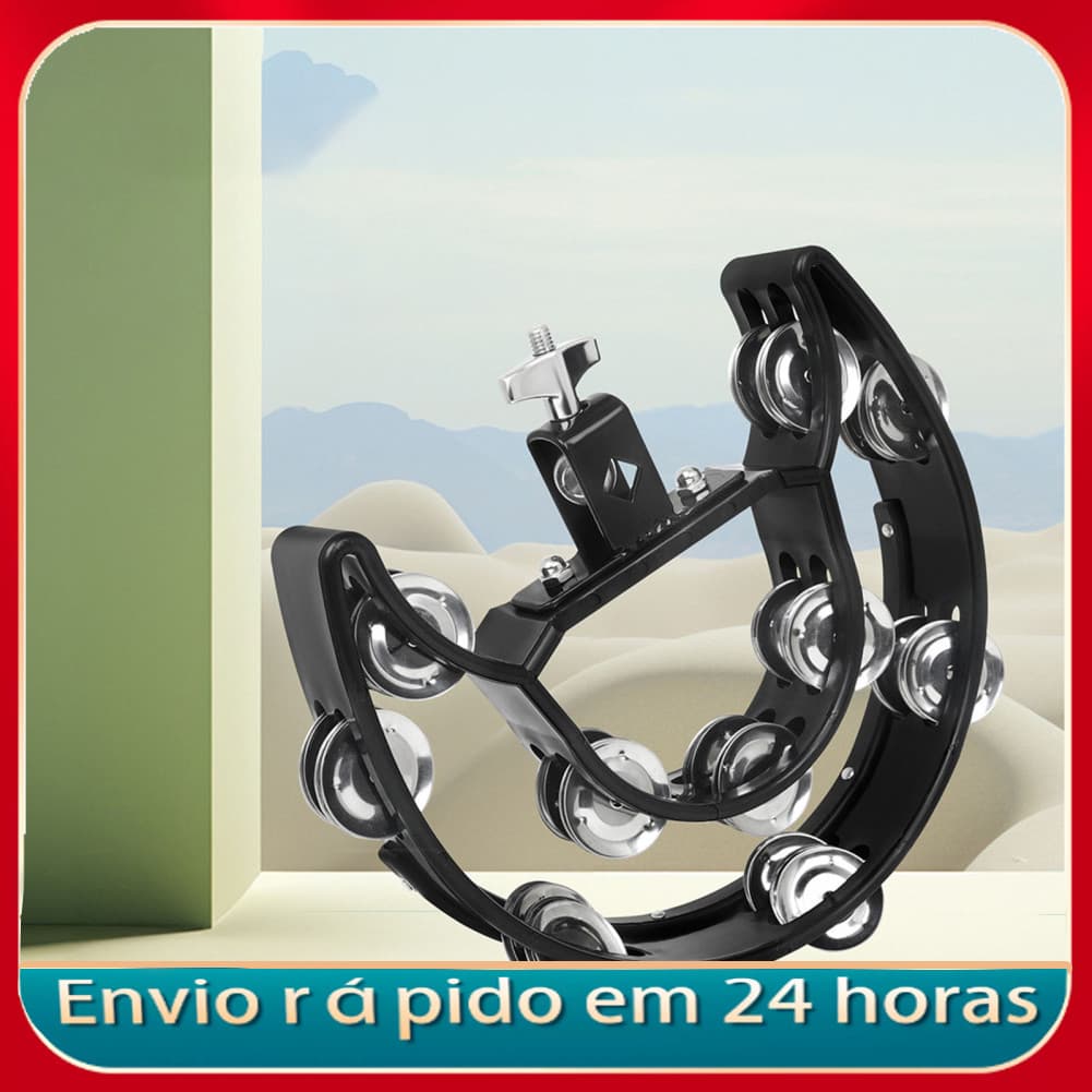 Jingles de percussão portátil, design ergonômico, fileira dupla, meia lua, pandeiro musical para festas