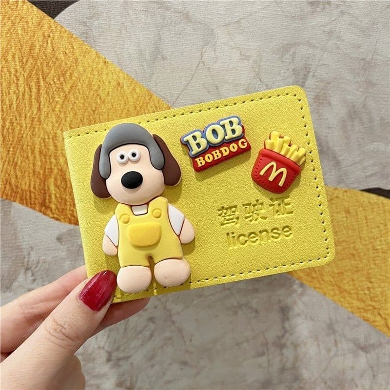 Porta-Documentos de Casal em Estilo Cartoon - Estojo de Couro Dois em Um para Carteira de Motorista e Registro de Veícul