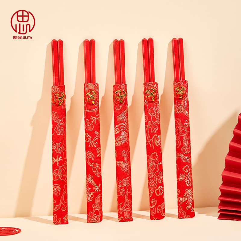 Pauzinhos de cerâmica vermelha Jingdezhen genuíno casamento festivo caixa de presente armazenamento família osso China H