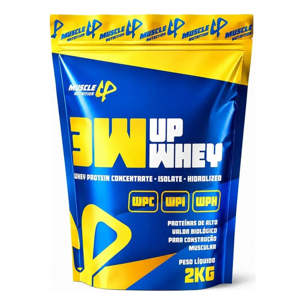 Whey Protein 3W 100% Muscle Up 2kg 24g Proteína Baixo Carbo Sem Glúten