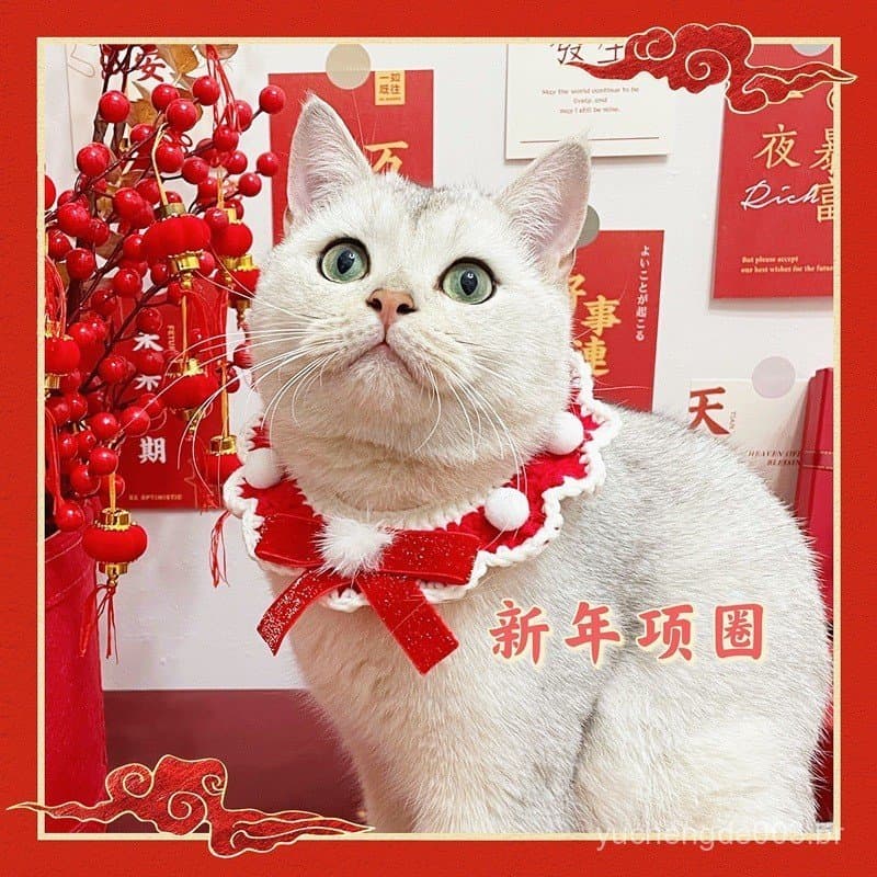 Coleira para animais de estimação, lenço de laço tricotado para gato, roupa festiva para cão, lenço, presente para gato