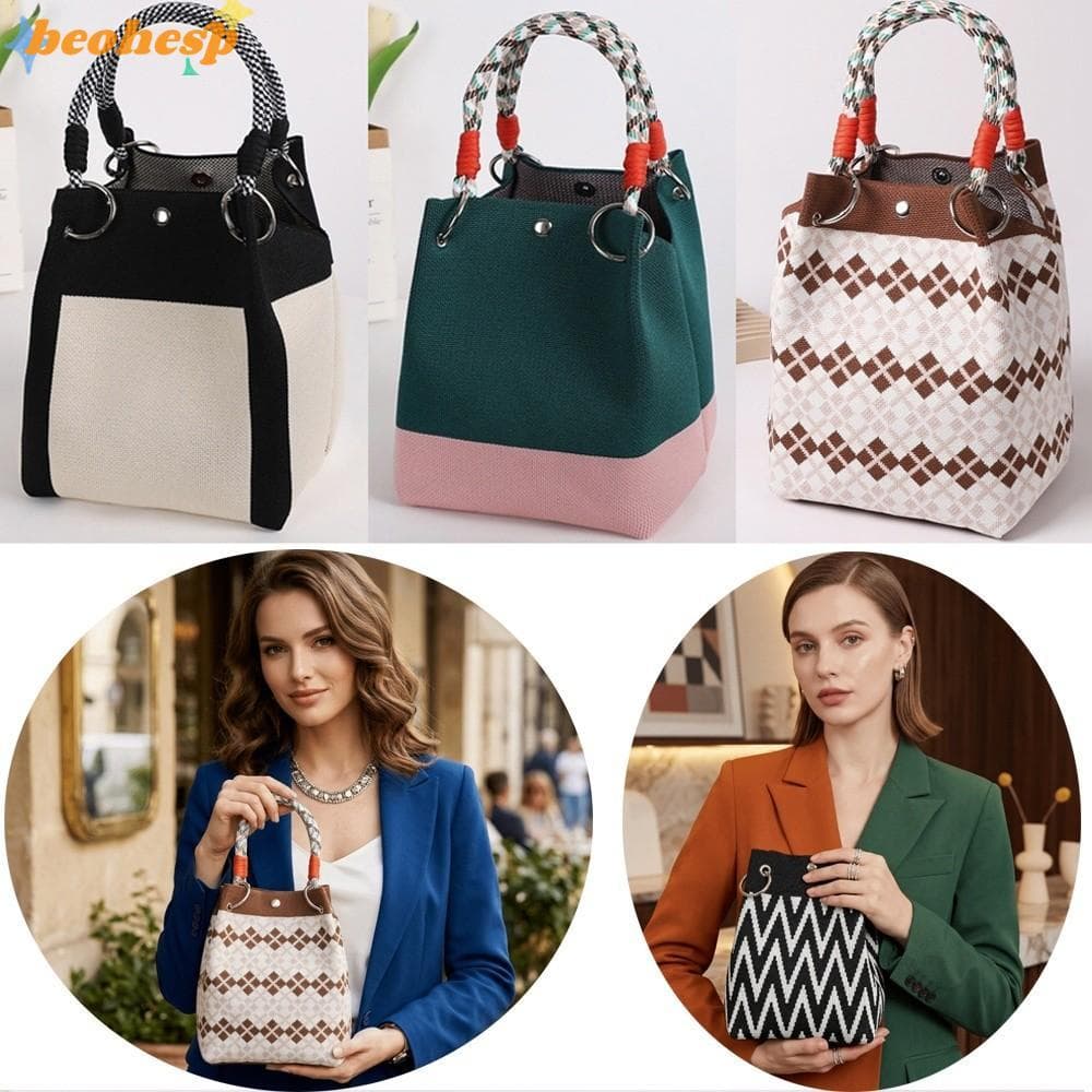 Bolsa Balde BEOHESP , Mini Sacola De Grande Capacidade Com Alça De Anel , Geométrica Compacta Estampa Gráfica