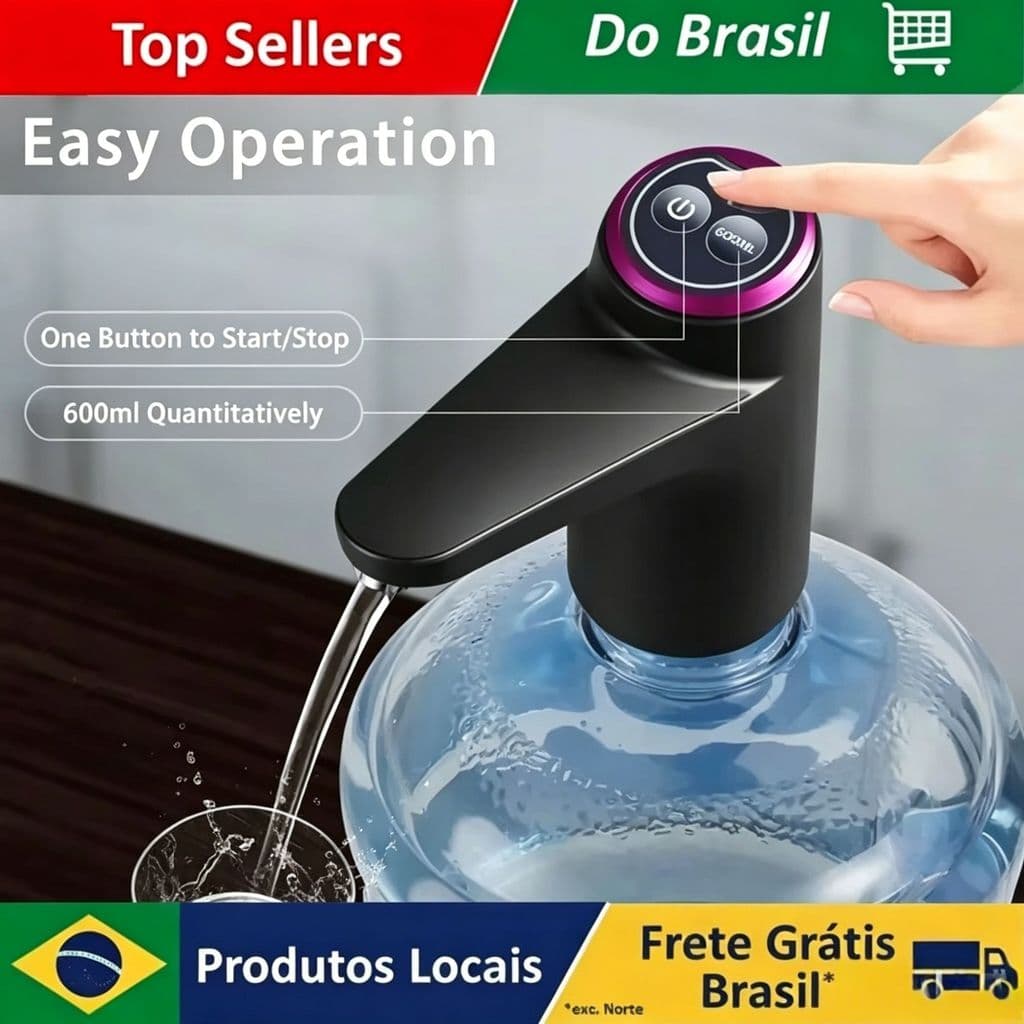 Bomba Elétrica Galão de Água Recarregável Dispenser Automático Pet para Garrafa e Garrafão