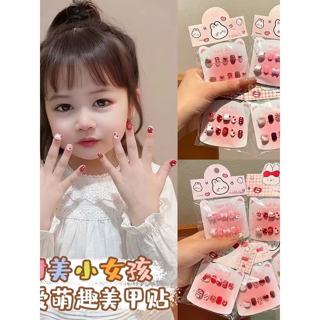 Crianças adesivos de unhas Manicure adesivos bonito dos desenhos animados estilo vermelho Wearable unhas auto-adesivo br