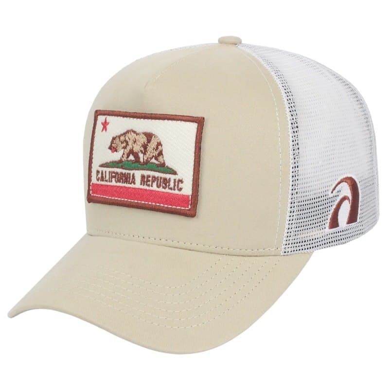 BONÉ SURF ALIVE TRUCKER CALIFORNIA REPUBLIC PATCH BEGE