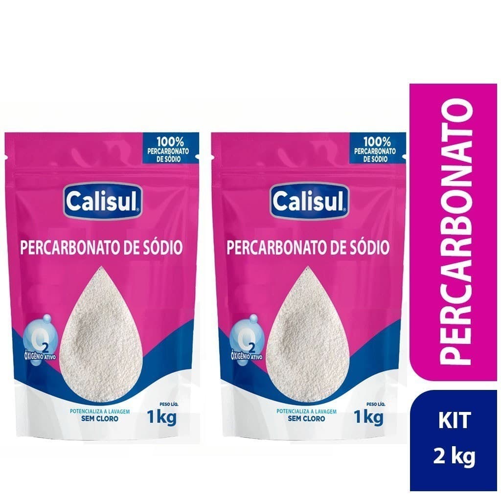 Kit 2KG Percarbonato 100% Puro Tira Manchas Roupas Brancas e Coloridas