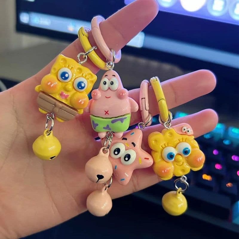 Chaveiro Bob Esponja E Patrick Com Pingente Fofo De Desenho Animado Para Mochilas De Meninas Presente De Melhor Amigo