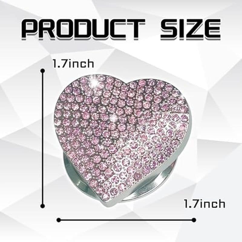 Tampa Do Botão De Partida Carro Bling Em Forma De Coração Motor , Adesivo De Capa De Anel De Diamante Para Mulheres E Me