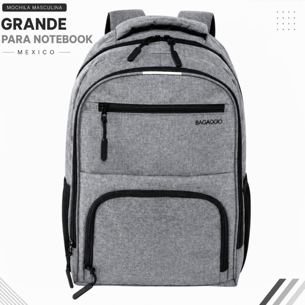 Mochila Masculina Grande Para Notebook Mexico Cinza Bagaggio