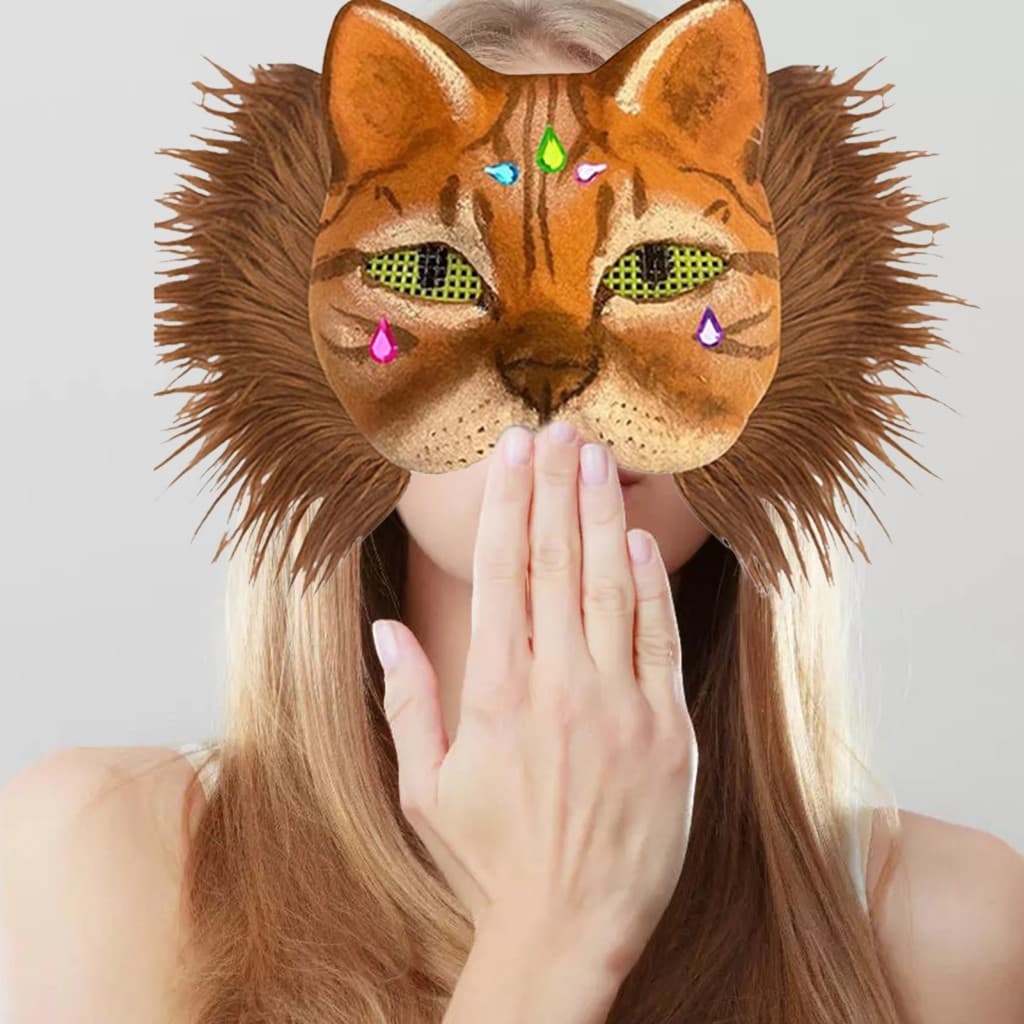 Suprimentos Artesanais Com Tema De Gato , Faça Você Mesmo , Máscara Kit De Teriana , Pintado À Mão , Meia Face , Raposa