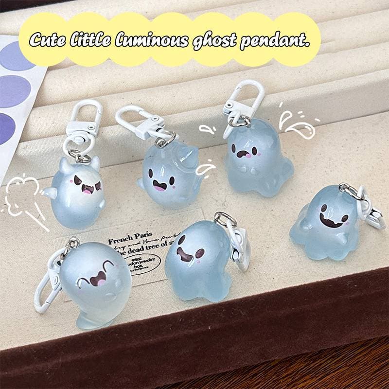 FUUP Halloween Luminoso Fantasma Chaveiro Dos Desenhos Animados Geléia Boneca Telefone Pingente Fone De Ouvido Caso Char