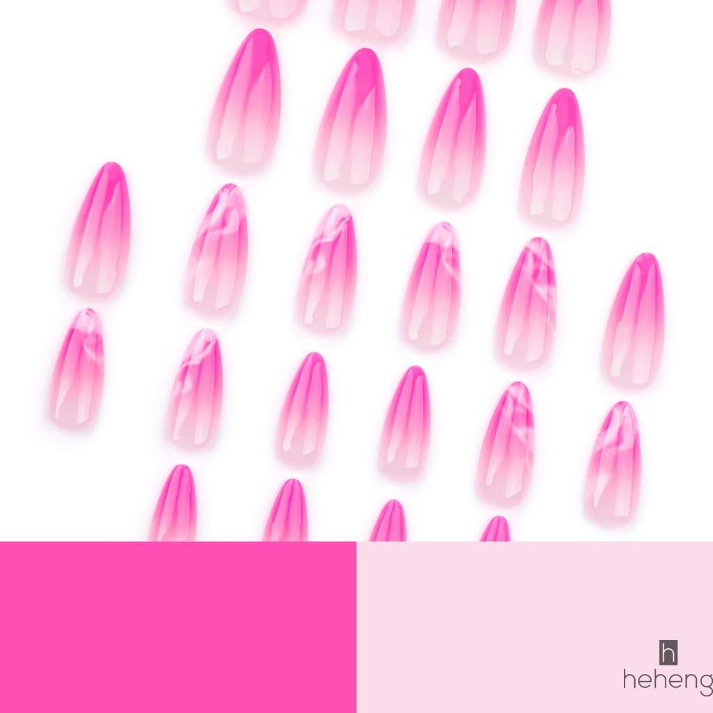 Mulheres Amêndoa Imprensa Em Unhas Gradiente Brilhante Falsas Para DIY Design De Salão De Arte