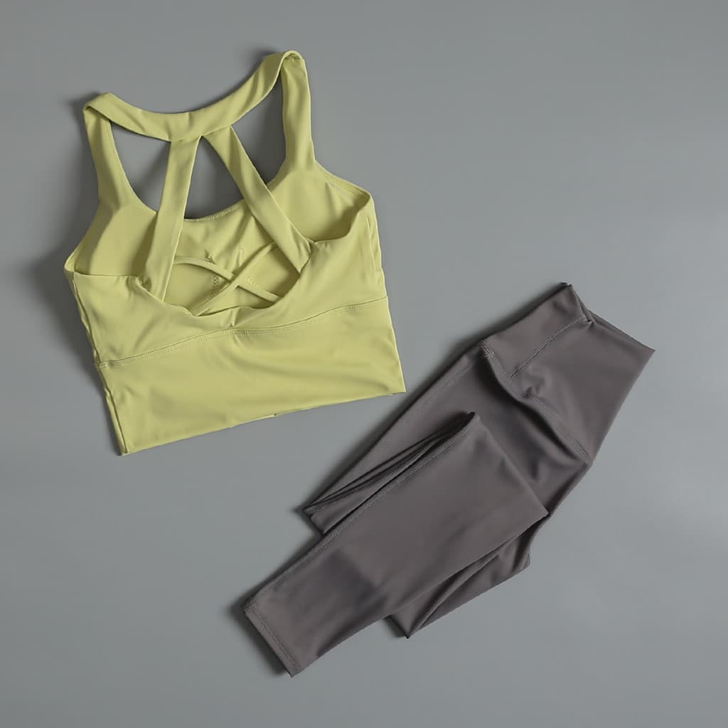 Terno de Fitness feminino outono moda High-End manhã correndo treinamento bonito sutiã traseiro influenciador novo estil