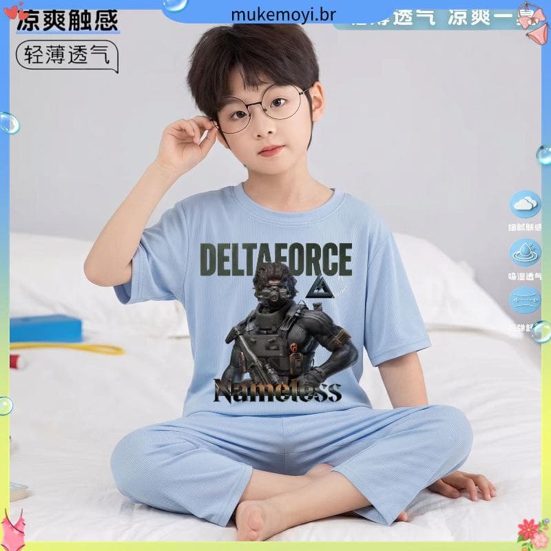 Pijamas Homewear para meninos Delta ação gelo seda terno de venda quente verão Veyron meninos médio grande crianças ar c