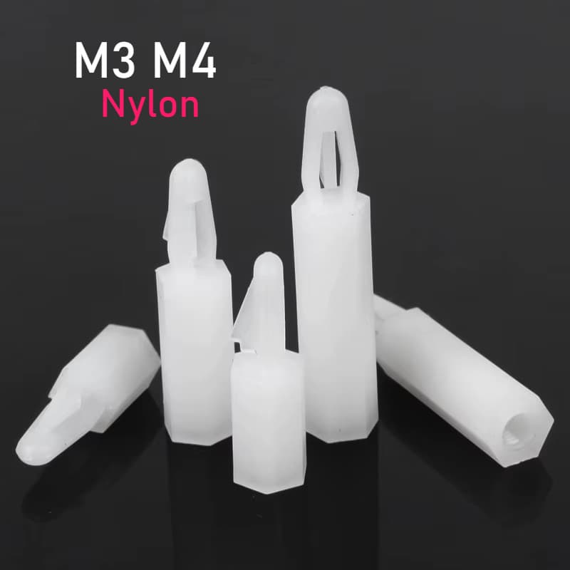 Parafuso De Espaçamento De Nylon Branco Para Placa PCB , Espessura De 1.2 ~ 2.0mm , Pilar Espaçador Fixo Com Rosca Fêmea