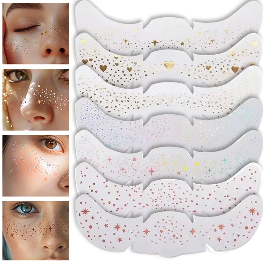 6 Pçs Moda Rosto Glitter Sardas Adesivos Maquiagem À Prova Dwaterproof Água Facial Tatuagem Temporária Adesivo